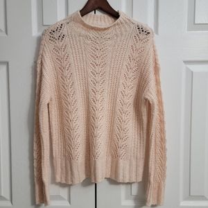 LC Lauren Conrad Pale Pink Woven Detailed Sweater, Women's Size Small